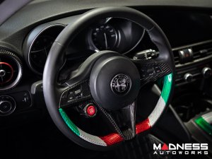 Alfa Romeo Giulia Interior Trim - Carbon Fiber - Steering Wheel Side Trim Kit - Pre '20 - Italian Theme - Feroce Carbon Alfa Romeo Giulia Interior Trim - Carbon Fiber - Steering Wheel Side Trim Kit - Pre '20 - Italian Theme - Feroce Carbon